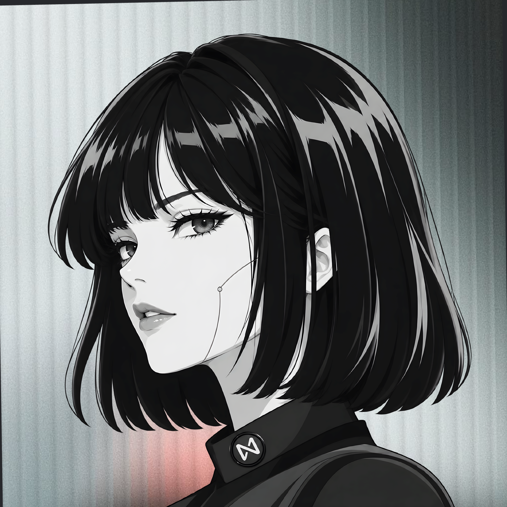 NEAR OS, a monochrome illustrated AI companion wearing the NEAR badge